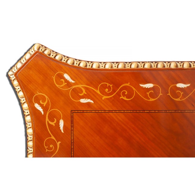 Italian Square Myrtle Burl Coffee Table With Gold Leaf Accents For Sale - Image 4 of 5