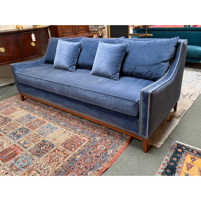 Nathan Anthony Bespoke Slope Arm Sofa, Navy For Sale - Image 10 of 14