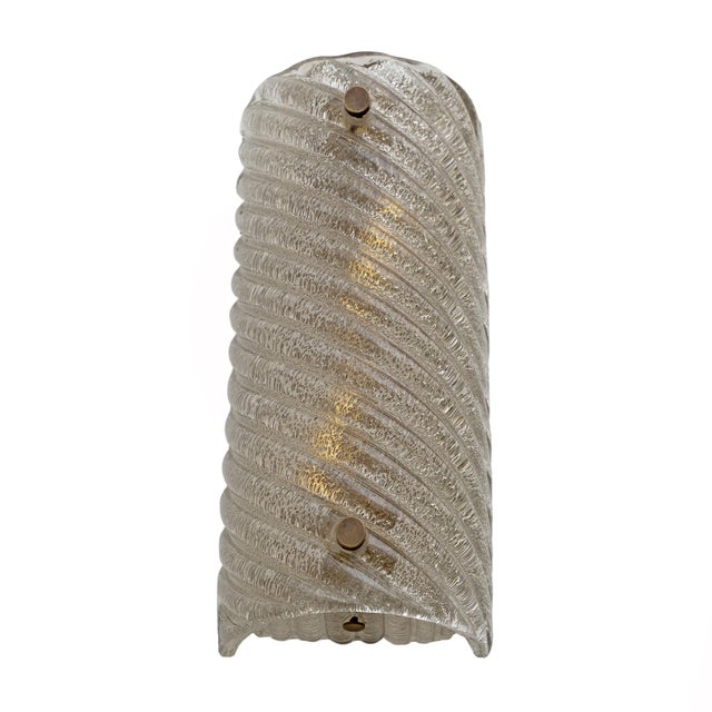 Metal Modern Murano Glass Smoked Twisted Sconces in the style of Barovier & Toso, Set of 2 For Sale - Image 7 of 10