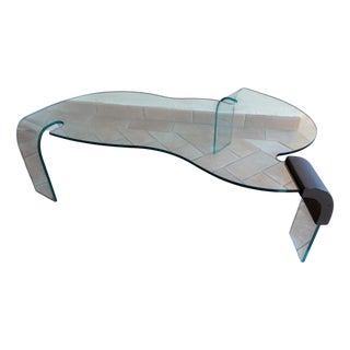 Sculptural Coffee Table in Curved Glass from Fiam, Italy, 1990s For Sale
