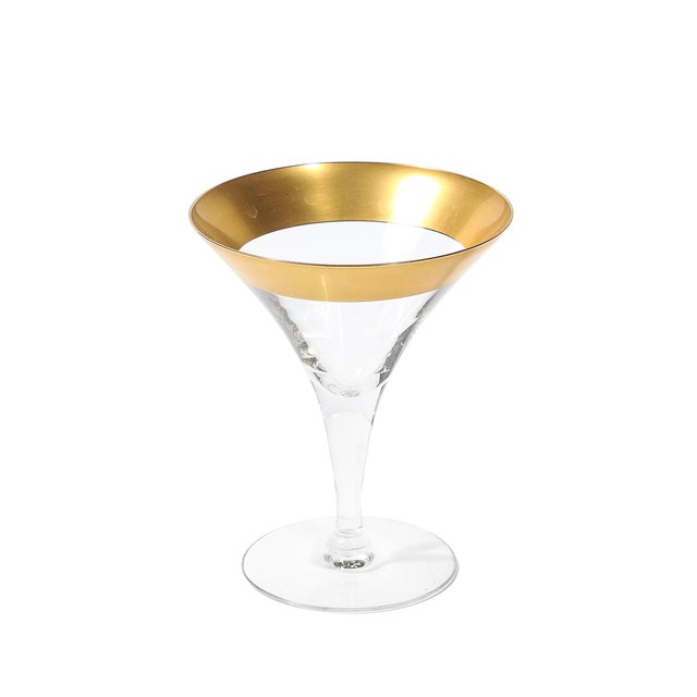 Dorothy Thorpe Set of Four 22 Karat Gold Gilt Rimmed Martini Glasses by Dorothy Thorpe For Sale - Image 4 of 12