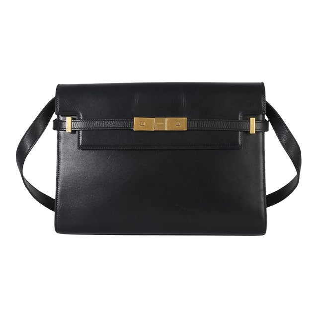Black Calfskin Medium Manhattan Shoulder Bag For Sale
