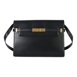 Black Calfskin Medium Manhattan Shoulder Bag