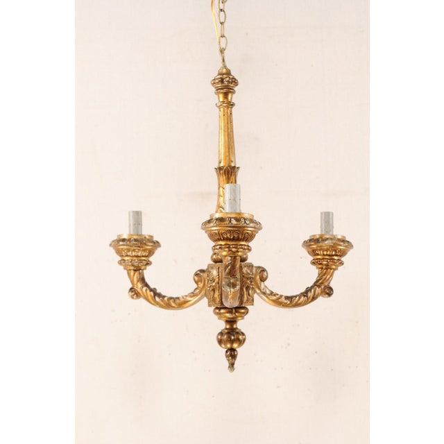 Gold Mid 20th Century French Gilt & Carved Column Chandelier For Sale - Image 8 of 9