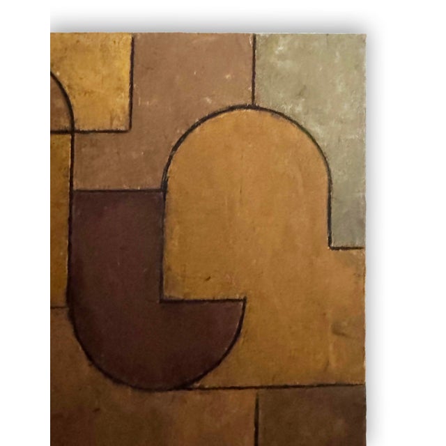 Contemporary Contemporary Geometric Abstract Oil and Cold Wax Painting Small Square Study Earth Tones by Stephen Cimini For Sale - Image 3 of 6