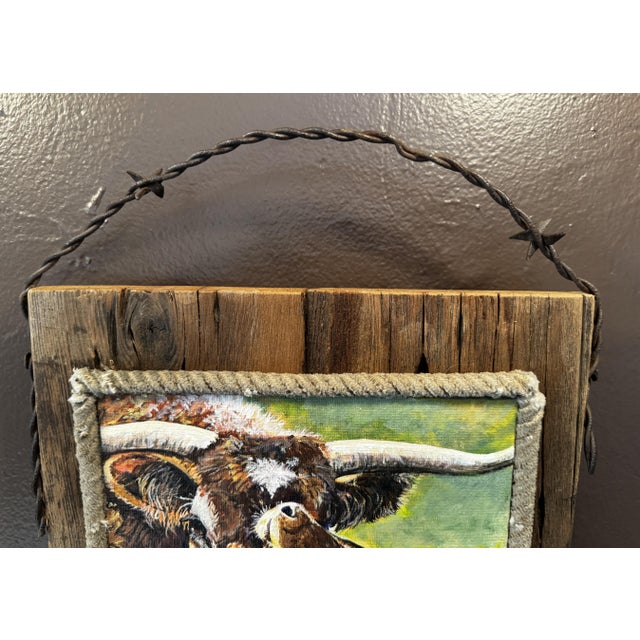 "Up Lifted" Original Acrylic Painting~ Willie Britt~ This Painting Captures an Intimate Exchange Between a Cow and Her Calf. For Sale - Image 6 of 7