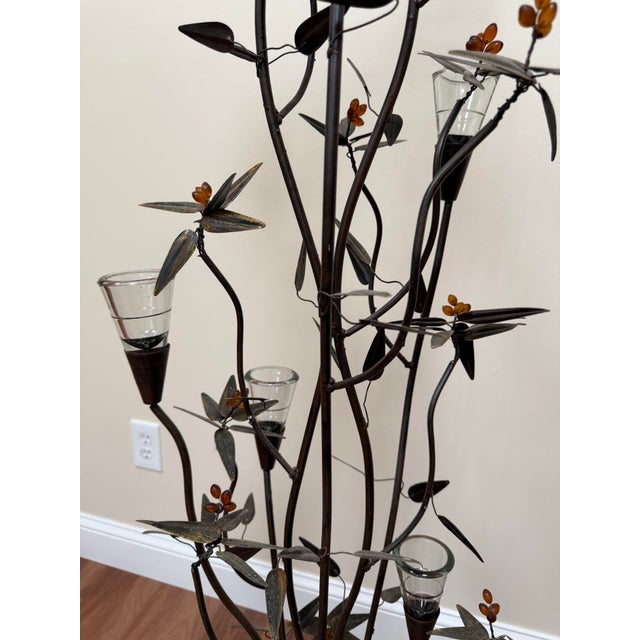 Vintage Wrought Iron Botanical Floor Candelabra For Sale - Image 14 of 18