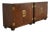 Henredon Mid-Century Modern Hollywood Regency Campaign Oak and Brass Buffet Servers or Bar Cabinets, Pair For Sale