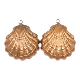 Vintage Coastal Copper Clam Shell Hanging Molds For Sale
