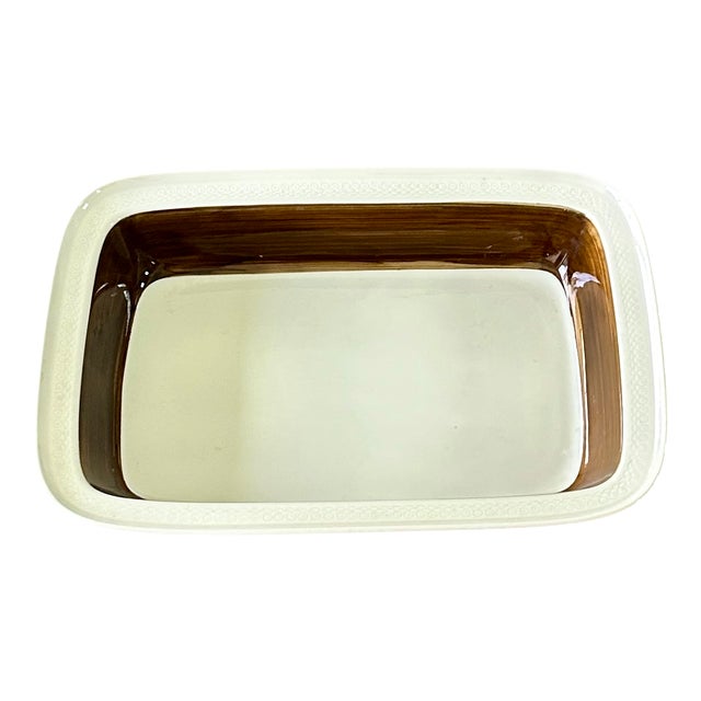 Vintage Scandinavian Dish in Beige and Chocolate from Rörstrand Forma, 1980s For Sale