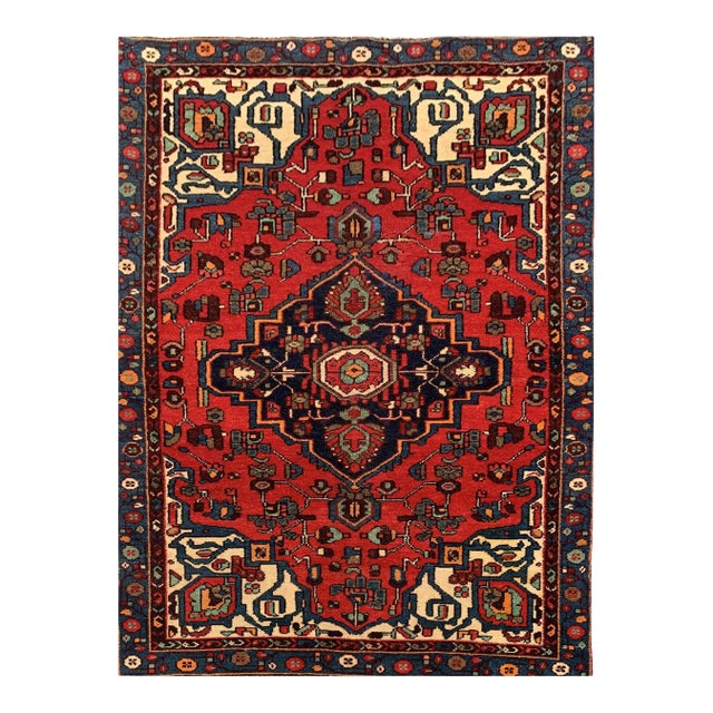 Authentic Hand Knotted Vintage Hamidoun Wool Area Rug 6.3 X 3.10 Ft For Sale