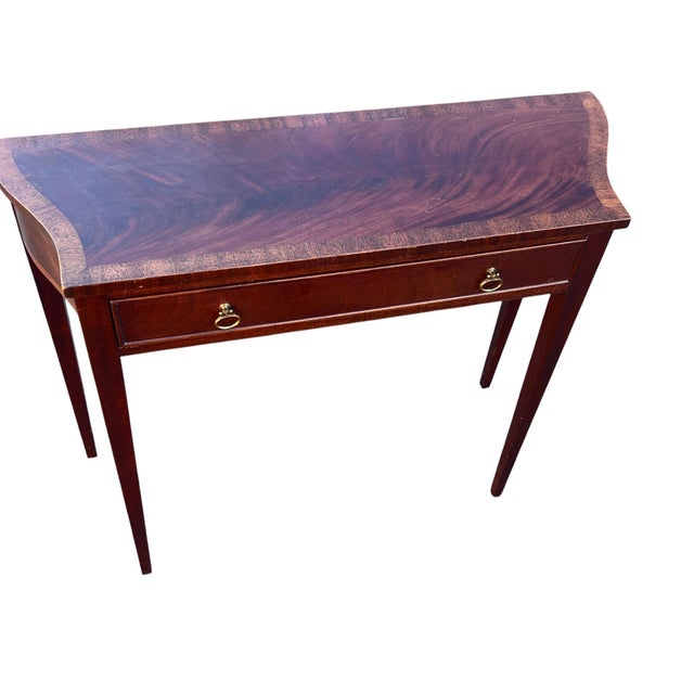 Late 20th Century Mahogany Inlaid Banded Console Table Tradition House For Sale - Image 4 of 18
