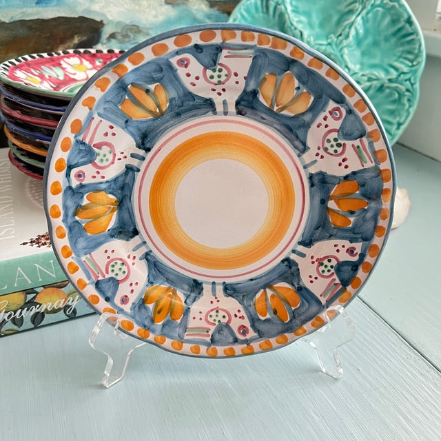 Mediterranean Late 20th Century Vietri Campagna Plates- Set of 9 For Sale - Image 3 of 11