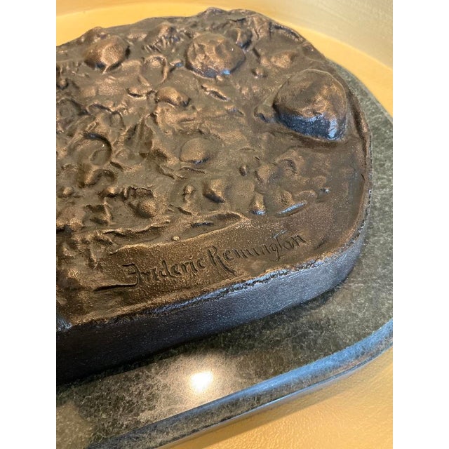 Bronze Frederic Remington “The Bronco Buster” Bronze Sculpture on Marble Base, 25.5” H For Sale - Image 8 of 9