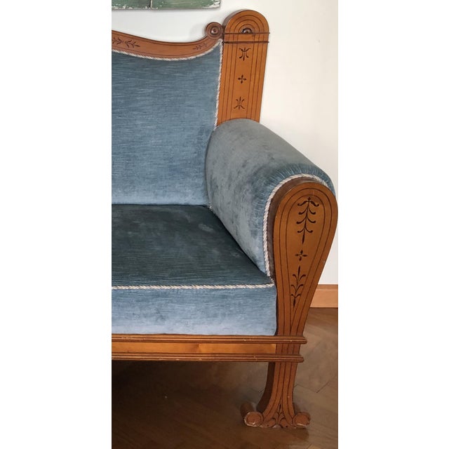 Austrian Biedermeier Ebony Inlaid Maple Canapé in the style of Josef Ulrich Danhauser, 1820s For Sale - Image 9 of 10