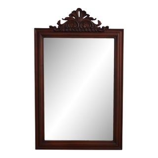 Carved Solid Mahogany Beveled Glass Mirror For Sale