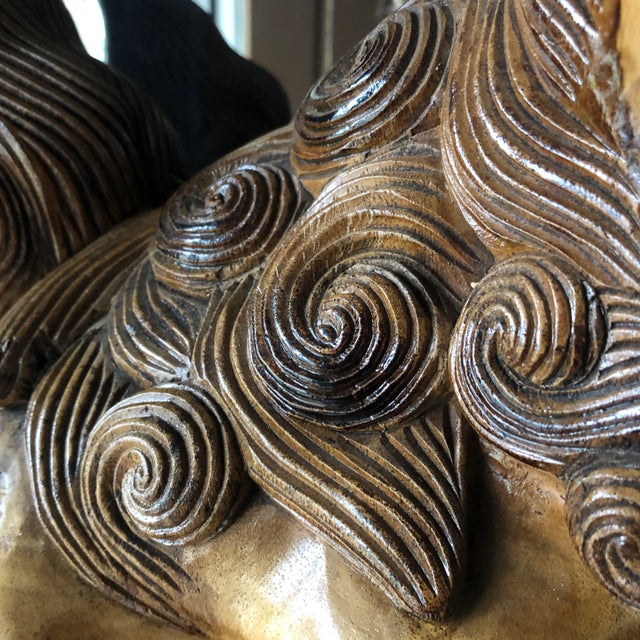 French 1960s Hand Carved Foo Dog Figurines For Sale - Image 3 of 13