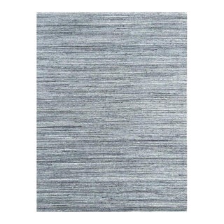 6x9 Gray Hand-Knotted Wool Textured Striated Geometric Modern Carpet Rug For Sale