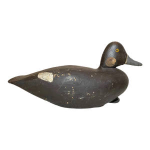 Antique Hand Carved Wood Folk Art MSH Bluebill Drake Duck Decoy Bird Sculpture