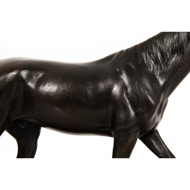 Metal French Antique Bronze Sculpture of Racehorse by Francois Peyrol Ca. 1910 For Sale - Image 7 of 18
