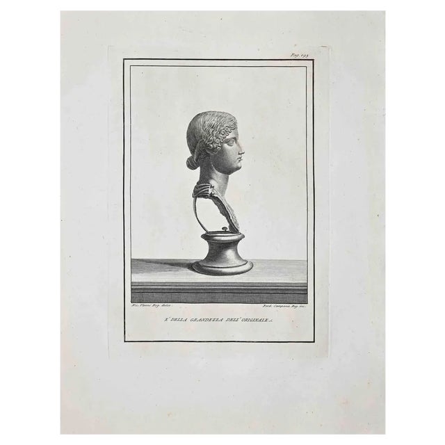 Unknown, Ancient Roman Bust, Original Etching, 18th Century For Sale