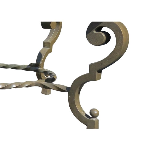 French Art Deco Patinated Iron Coffee Table With Rope Twist in the Manner of Gilbert Poillerat Coffee Table, France, Circa 1942 For Sale - Image 10 of 13