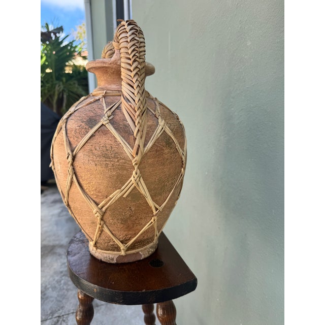Mediterranean Rattan-Lattice Terracotta Amphora For Sale - Image 3 of 7