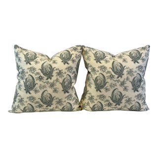 Kathryn Ireland “Paisley Stripe” Feather/Down Pillows - A Pair For Sale