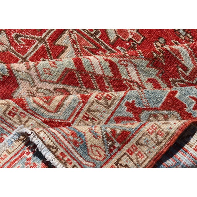 Early 20th Century Antique Persian All-Over Heriz Rug With All-Over Geometric Design 7'6" X 11'0" For Sale - Image 12 of 13