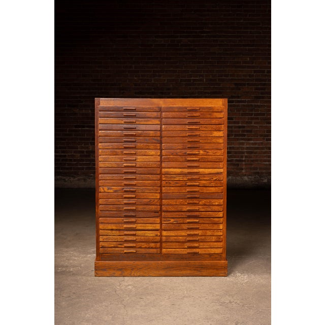 Industrial Antique Oak 48-Drawer Index Cabinet For Sale - Image 3 of 12