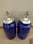 A striking pair of vintage cobalt-blue glass vessels newly converted into table lamps. Each features a generously scaled...