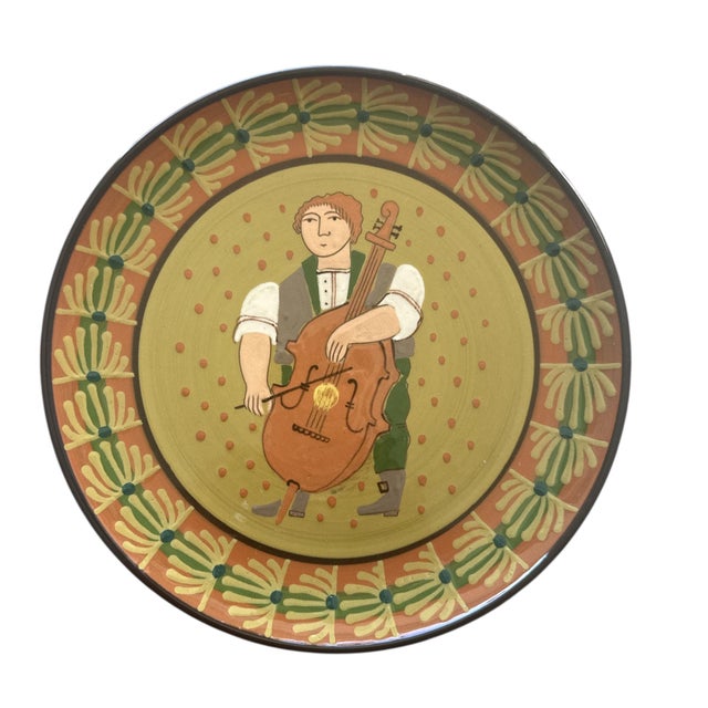 Ceramic Mid 20th Century Swiss Heimatwerk Basel Hand-Painted Folk Art Wall Plates, Set of 3 For Sale - Image 7 of 14