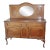 1940s Antique Honey-Brown Wood Buffet With Oval Mirror and Cabriole Legs For Sale