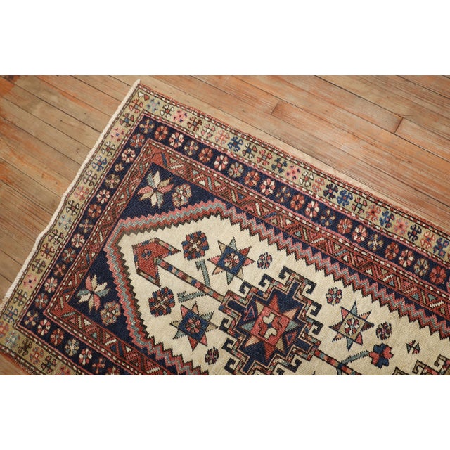 Ivory Early 20th Century Zabihi Collection Ivory Tribal Heriz Small Runner - 2'11" x 5'11" For Sale - Image 8 of 10