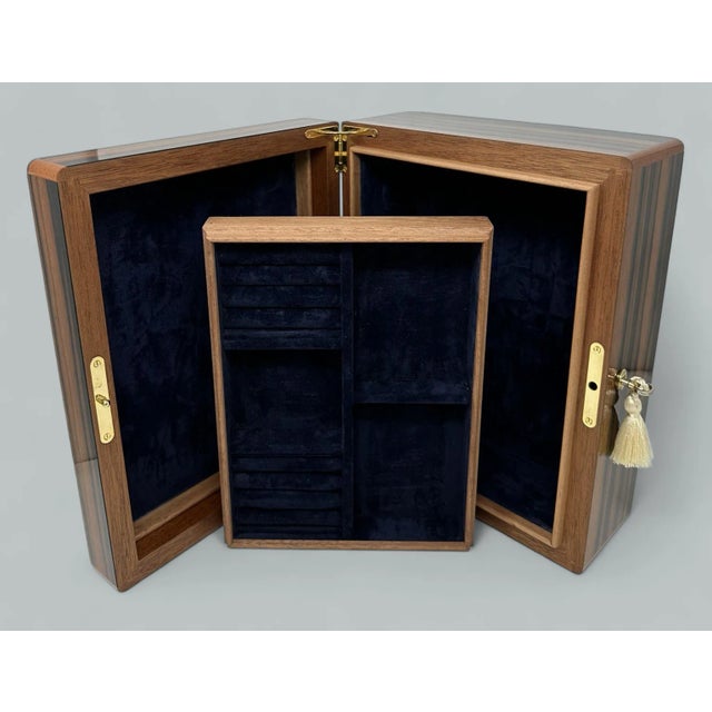 Mahogany Wood Vintage Handmade Jewelry Casket Box Manning of Ireland Irish New For Sale - Image 10 of 10