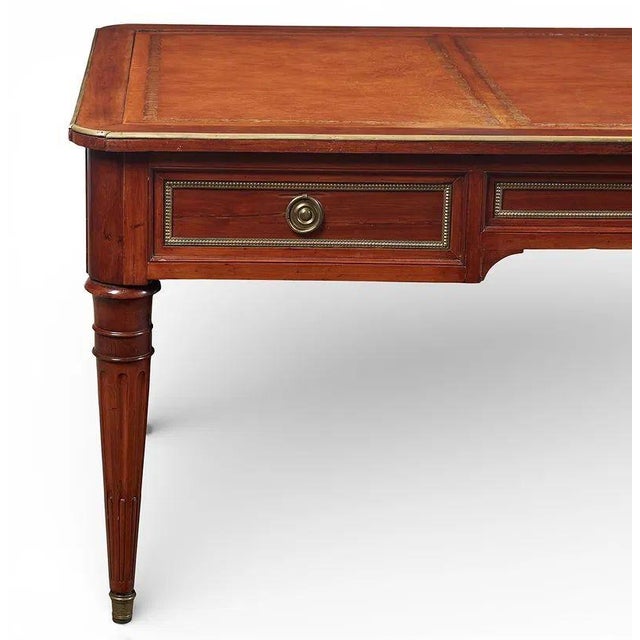 French 19th C. French Louis XVI Mahogany Bureau Plat For Sale - Image 3 of 12