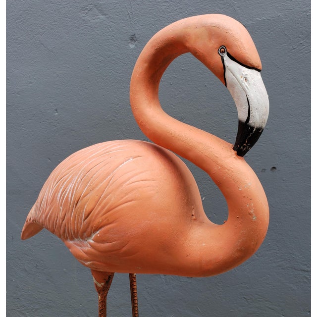 Vintage Tropical Pink Flamingo Large Cement Garden Sculpture Chairish