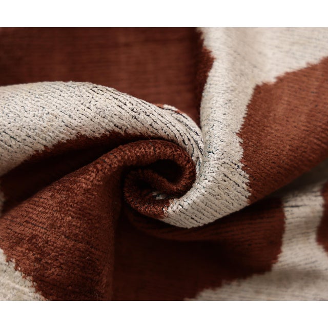 Brown Handmade Brown Silk Velvet Pillow 20x20 – Geometric Modern Designer Cushion For Sale - Image 8 of 8