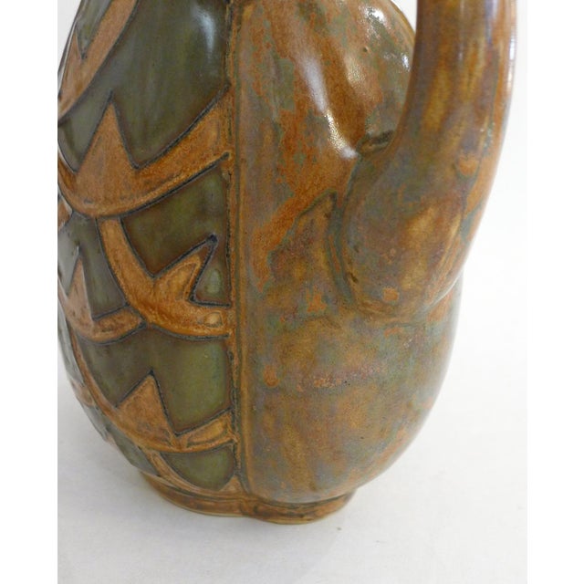 1930s Art Deco Water Pitcher in Odetta Stoneware by Hb Quimper, 1930s For Sale - Image 5 of 14