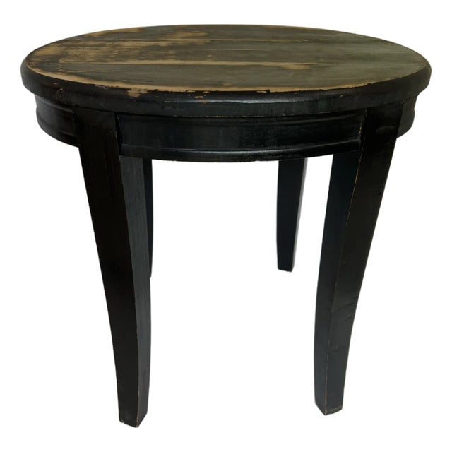 Vintage Distressed Black Stool For Sale