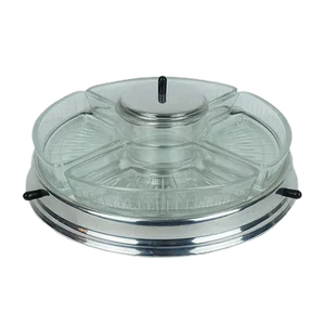 Vintage Art Deco Lazy Susan Relish Server with Rotating Tray