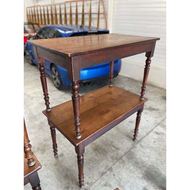 Vintage French Wooden Bistro Coffee Tables, 1940, Set of 5 For Sale - Image 6 of 9