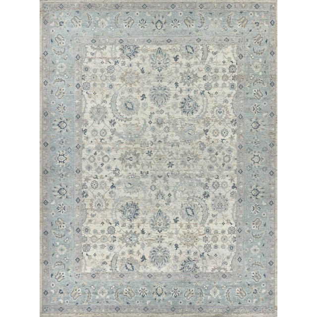 Textile Exquisite Rugs Harper Hand-Knotted New Zealand Wool Ivory/Light Blue Rug-9'X12' For Sale - Image 7 of 7
