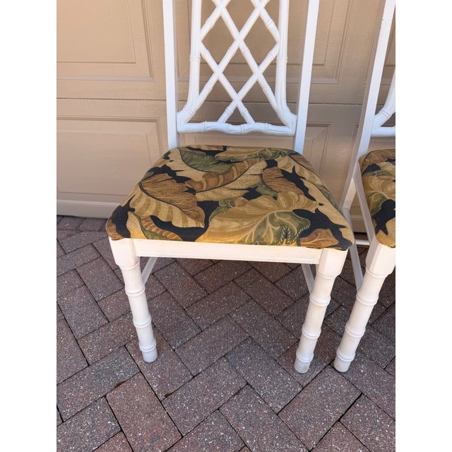 Mid 20th Century Faux Bamboo Fretwork Chinoiserie Liberty Dining Chairs Set of 4 For Sale In Naples, FL - Image 6 of 7