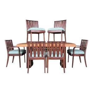 Mid 20th Century Paul Frankl Dining Set With Cork Top Table - Set of 7