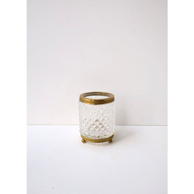 Transparent French Cut Crystal Gilt Bronze Vanity Accessories or Smoking Set, Early 20th C For Sale - Image 8 of 11