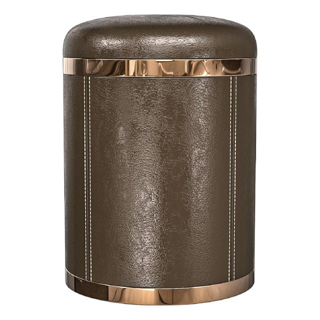 "La Notte" Ottoman & Pouf With Bronze Details For Sale