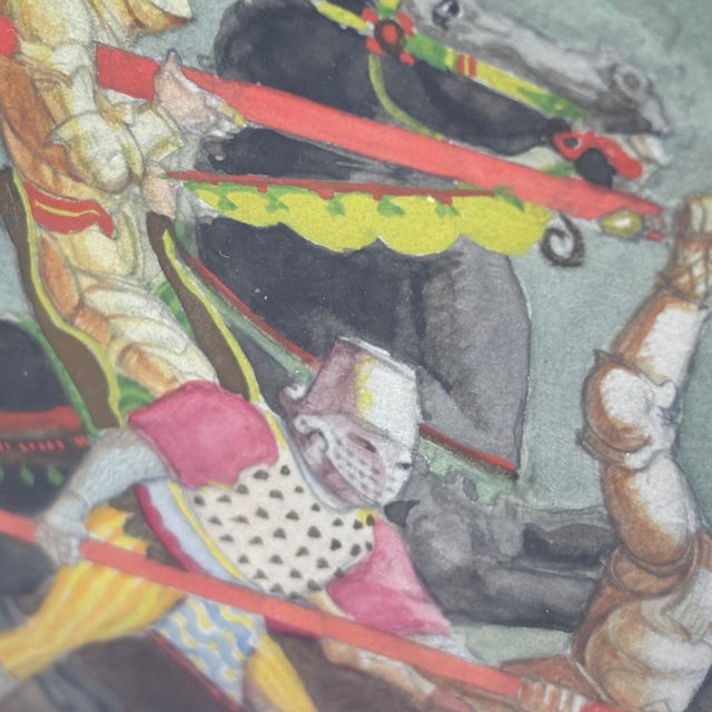 1930s Attributed to Willy Pogány Gothic Medieval Knights Watercolor, Circa 1920s–1930s For Sale - Image 5 of 18