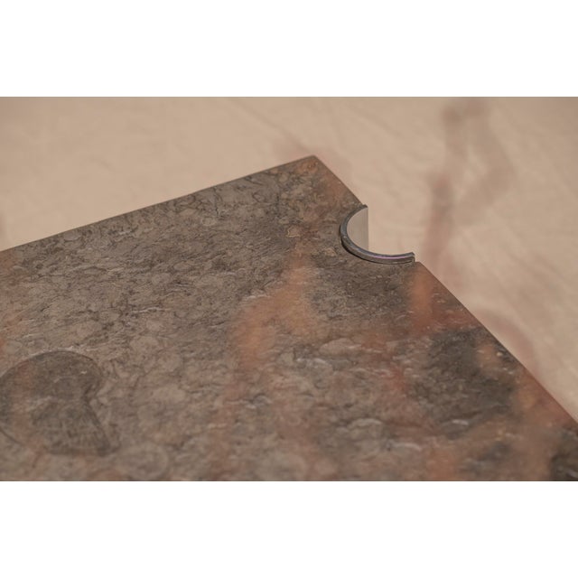 Brutalist Coffee Table with Fossil Stone Top, 1970s For Sale - Image 15 of 18