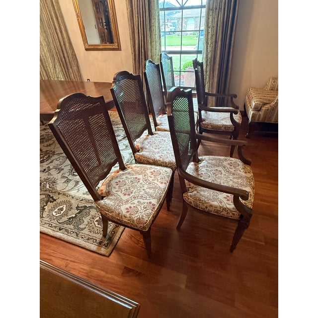 Vintage Ethan Allen Cane Back Dining Chairs- Set of 6 For Sale - Image 9 of 12